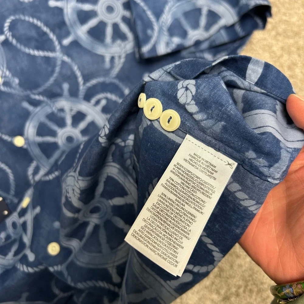 NWT Polo Ralph‎ Lauren Cotton Linen Printed Camp Shirt Men Size 2XB Nautical